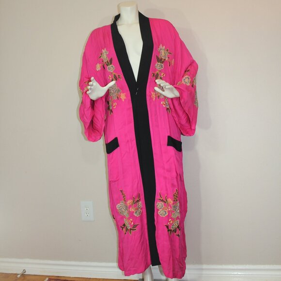 Free People embroidered kimono coat oversized size small - Picture 3 of 9